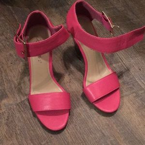 Pink wedge sandals